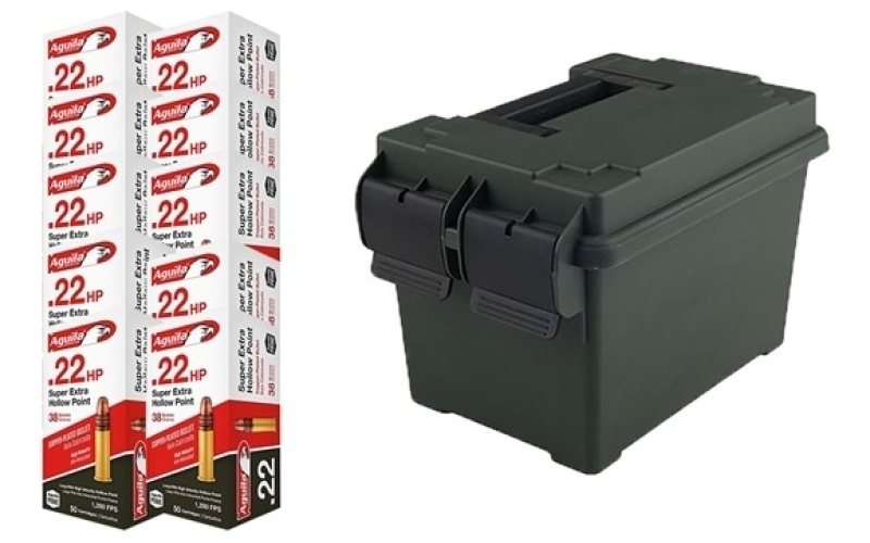 Aguila Ammunition 22lr 38gr cp hp 1250 rounds w/ ammo can